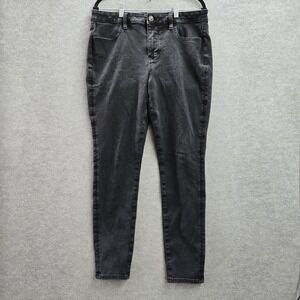 American Eagle‎ Women Jeans 14 LONG Black Denim High Rise Jegging 28" Inseam